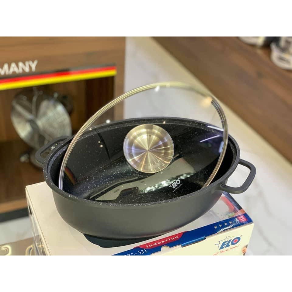 Nồi Hầm Từ Elo Inducto Bầu Dục 34cmx22cmx15cm, Nồi Bếp Từ, Bếp Điện Chống Dính Kèm Vung Kính