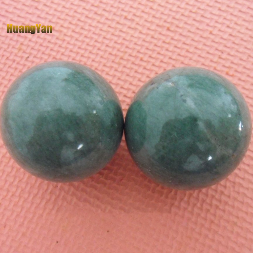 Bộ 2 Bóng Đá Ngọc Bích Xanh Lục Tự Nhiên Giảm Căng Thẳng Dùng Tập Thể Dục Ngón Tay