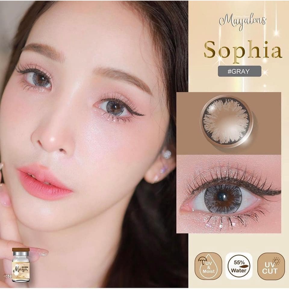 Lens mắt xám tây vân đen Sophia GIÃN TO