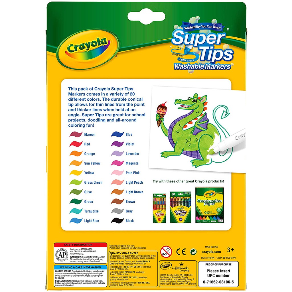 [Mã LIFEBOOK1 giảm 30K đơn 150K] Bút Crayola Super Tips Bộ 20 Cây Viết Calligraphy - Hàng Chính Hãng