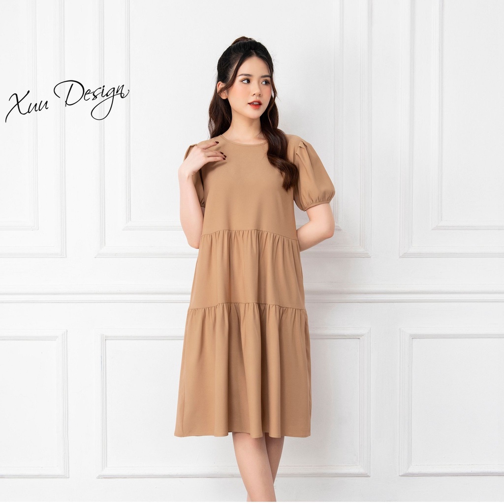 Váy suông nữ XUU kiểu dáng babydoll cộc tay V01