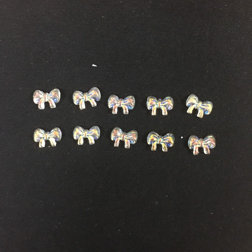 Charm nơ , gấu phủ nhũ tráng gương ánh trai trang trí nail