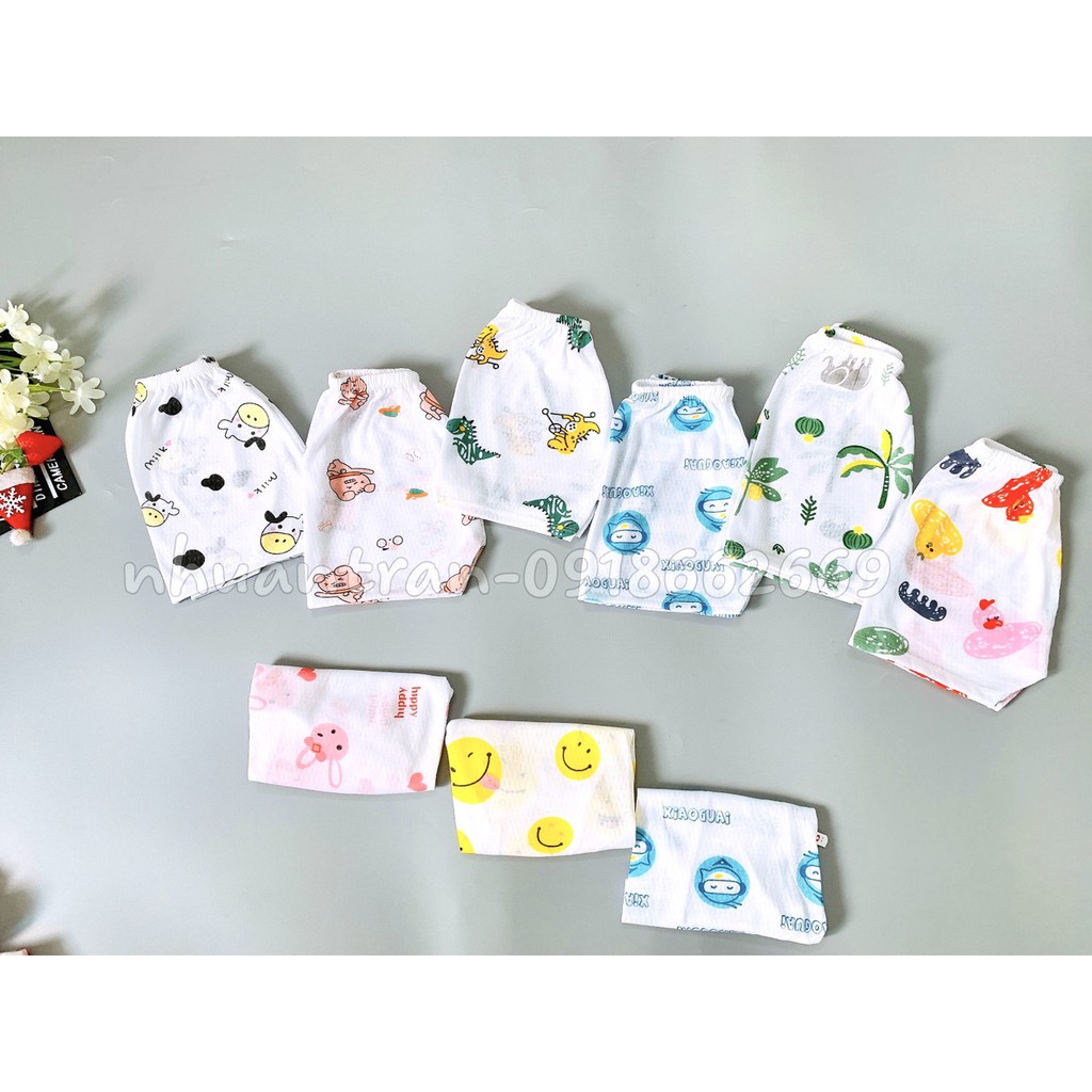 Set 10 quần cộc cotton giấy bé trai, bé gái 3- 15kg