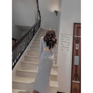 (HÌNH THẬT) ĐẦM BODY TAY DÀI KHOÉT LƯNG CỘT NƠ EO