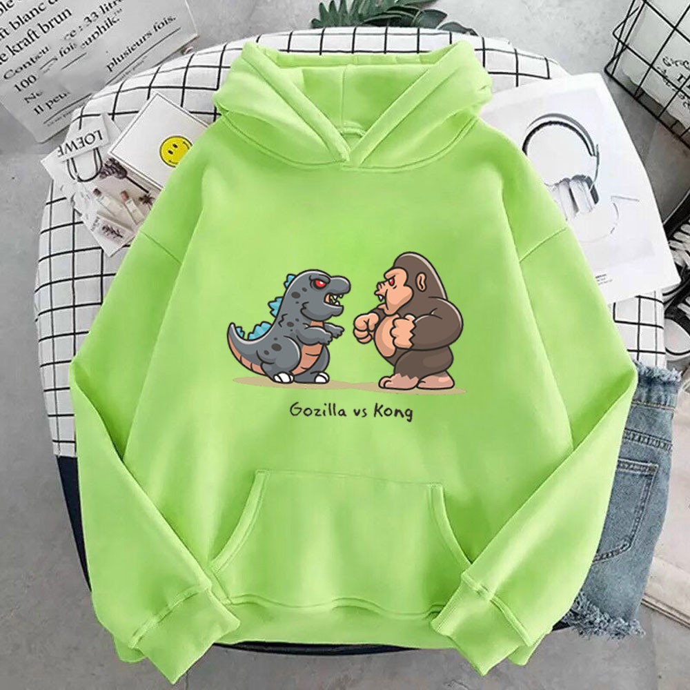 Áo Hoodie nam nữ in hình Gozilla và Kong dễ thương, chất nỉ dày dặn, hợp làm áo cặp William - DS154