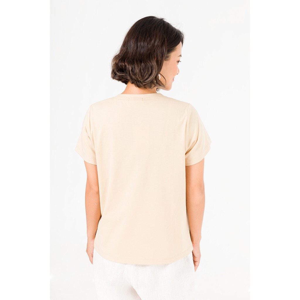 Áo Cotton Nữ Cổ Tròn In Chữ Vienne Tran V61S20H022