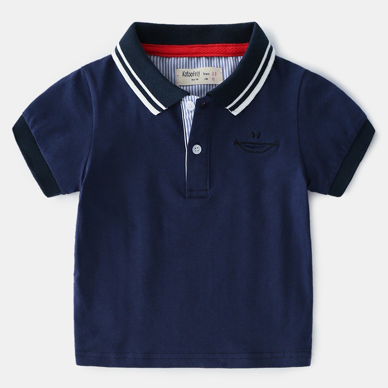 Áo thun POLO bé trai size 12-22kg thêu miệng cười-HÀNG QCCC