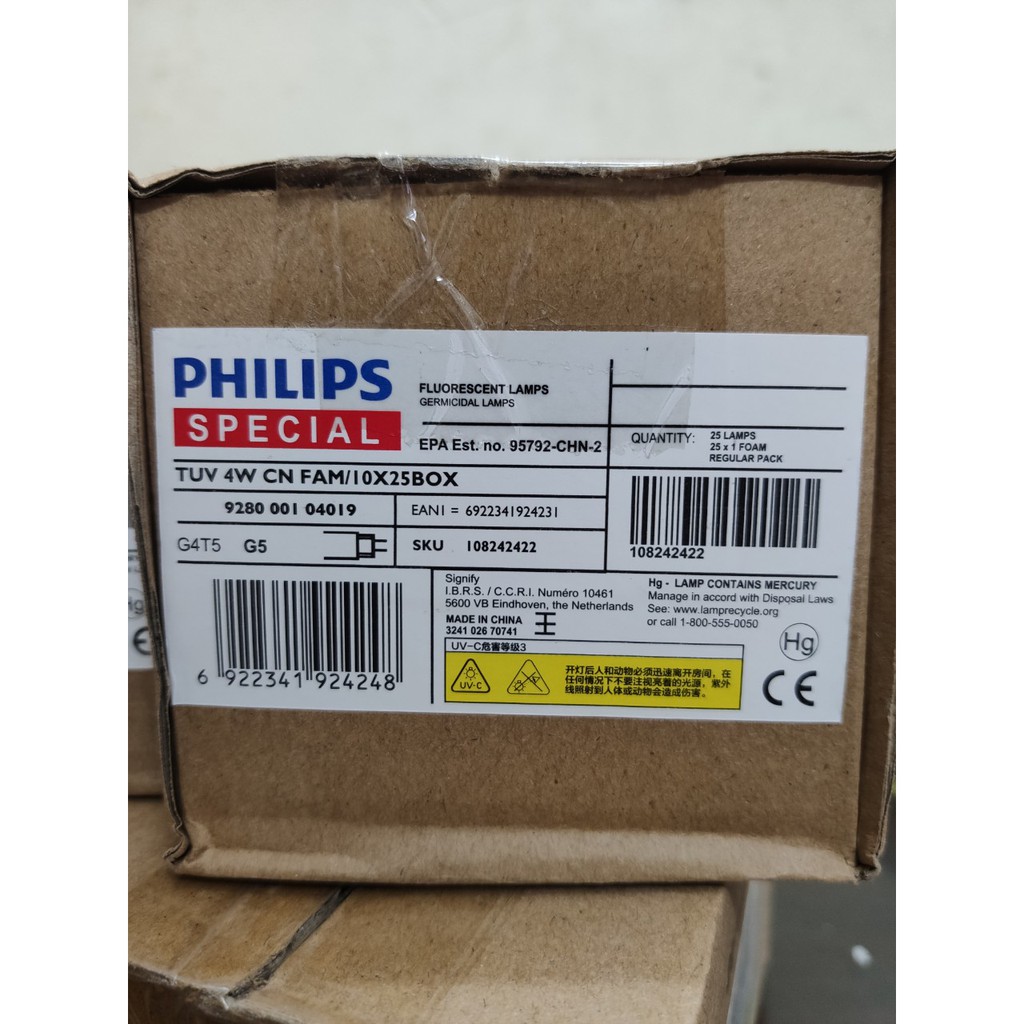 Bóng đèn UV Philips 4W cho máy tiệt trùng. bóng đèn diệt khuẩn philips TUV 4w G4T5