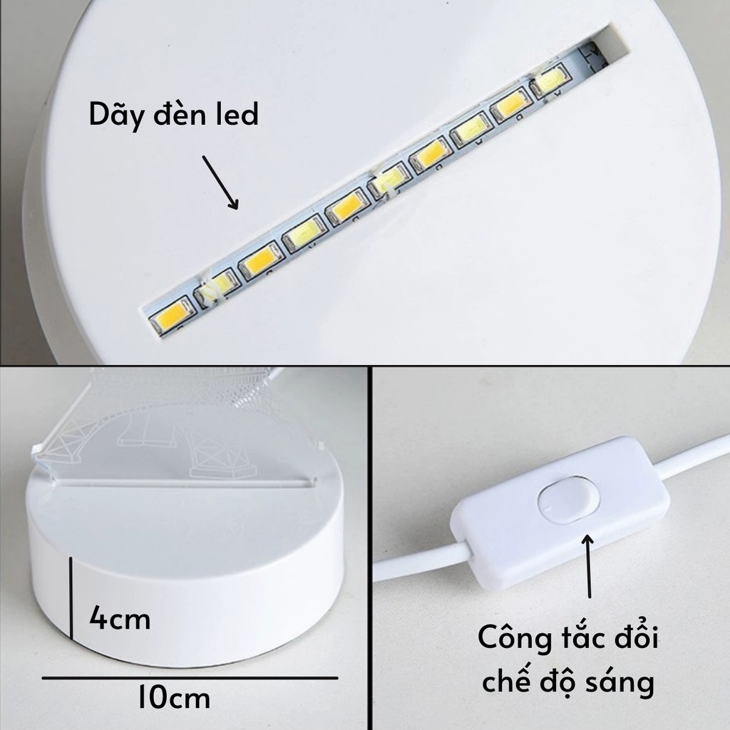 Đèn ngủ 3D Led để bàn nhiều mẫu hình cực cute, decor không gian sống DEXI