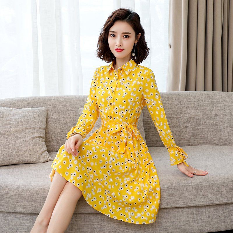 Đầm váy hoa xòe thiết kế tay loe thắt eo trẻ trung nữ tính Da21