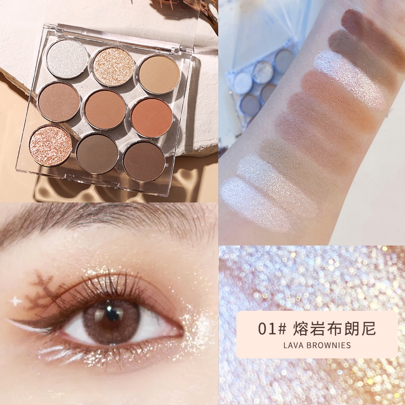 Bảng Phấn Mắt WODWOD 9 Màu Sắc Hiệu Ứng Lì/ Ánh Nhũ Chống Nước Lâu Phai NO.W918