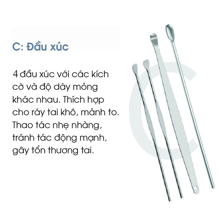 MVP2313 Bộ Dụng Cụ Lấy Ráy Tai 6 Món Tiện Lợi Làm Bằng Thép Không Gỉ. Chăm Sóc Tai Chuyên Nghiệp