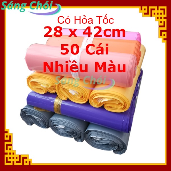 50 Cái [28 x 42cm] Túi Gói Hàng Niêm Phong PE Cao Cấp Nhiều Màu - Đóng Gói Hàng Tự Dính