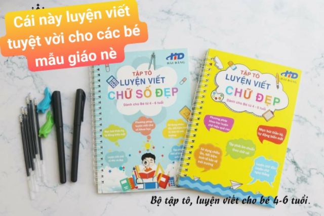 Combo 3 vở luyện viết chữ số nét cơ bản đẹp thần kỳ - tặng kèm bút viết mực tự bay