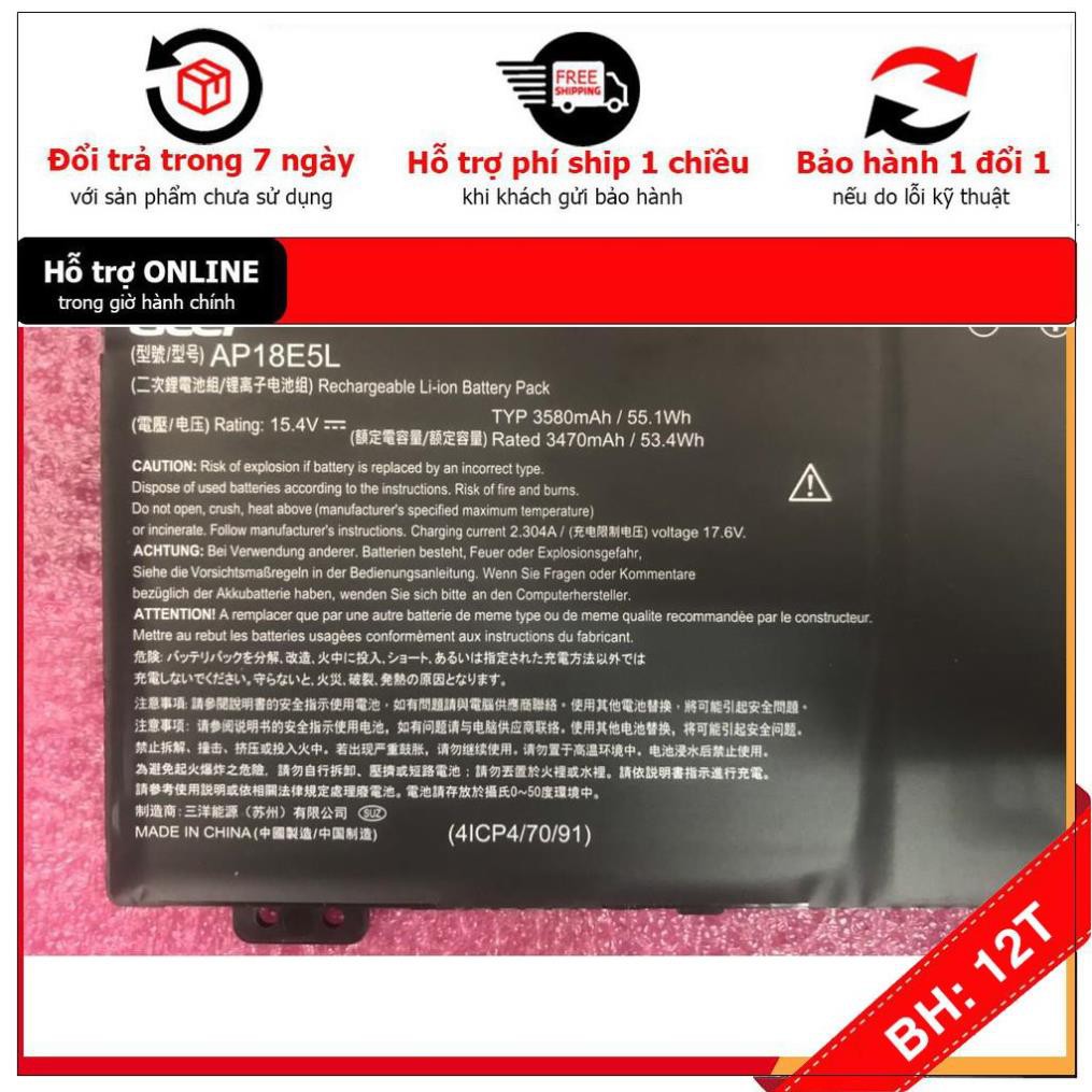 BH12TH 💖 Pin(battery) Laptop Acer Predator Helios 300 AP18E5L AP18E7M PH315 Original