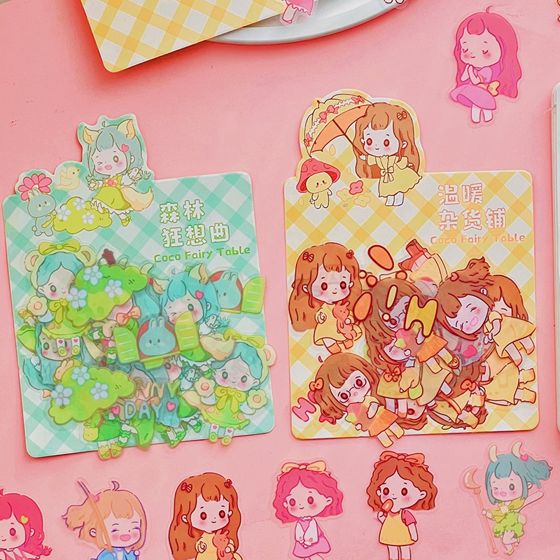 Bộ 40 Sticker Hoạt Hình Chống Thấm Nước Xinh Xắn Dùng Trong Trang Trí