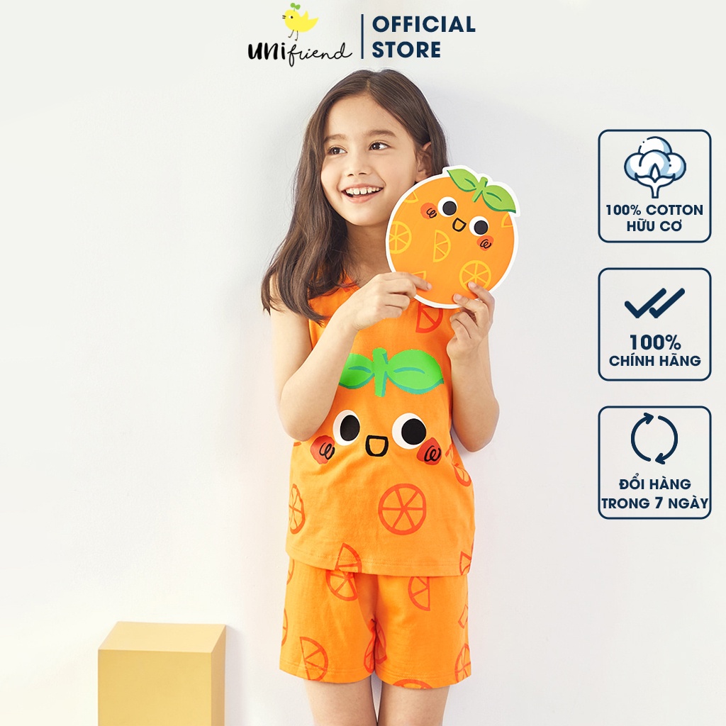 Đồ bộ ba lỗ quần áo thun cotton mịn mặc nhà mùa hè cho bé gái Unifriend Hàn Quốc U4015