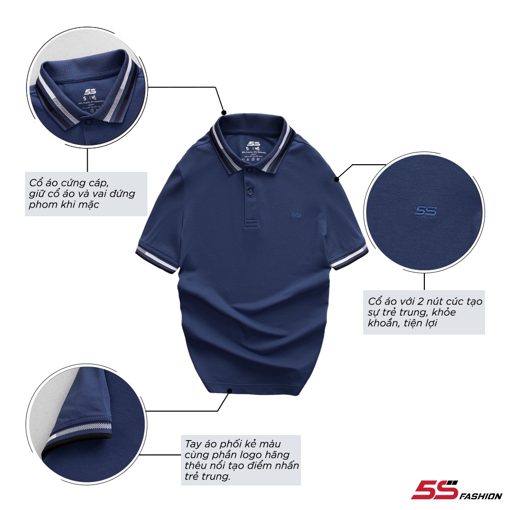 Áo Polo Nam 5S  Tay Ngắn, Chất Liệu Cupro Cao Cấp, Mềm Mịn, Thấm Hút, Giữ Phom Tôn Dáng