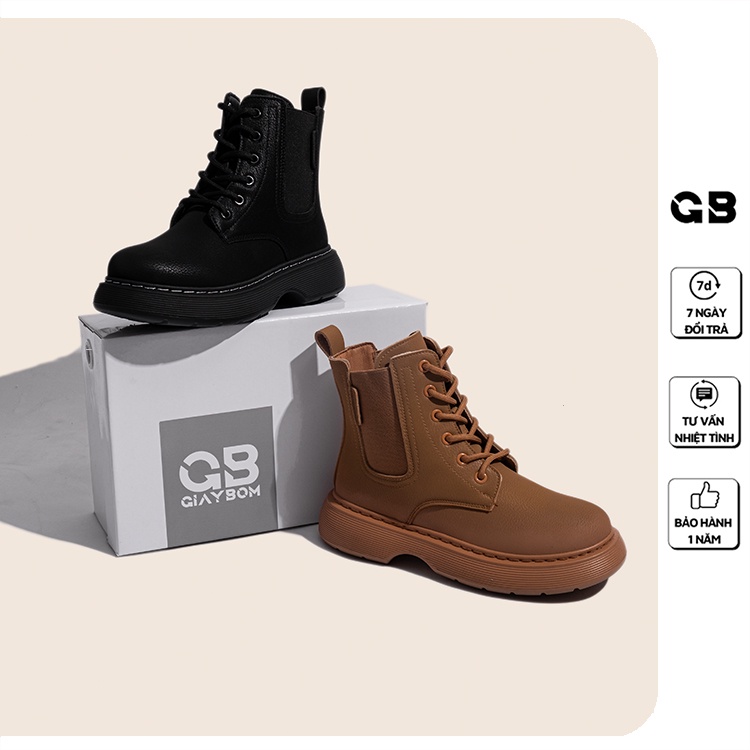 Giày Boot Nữ Cổ Cao Da Mờ Đế Cao 3 cm giayBOM B1604