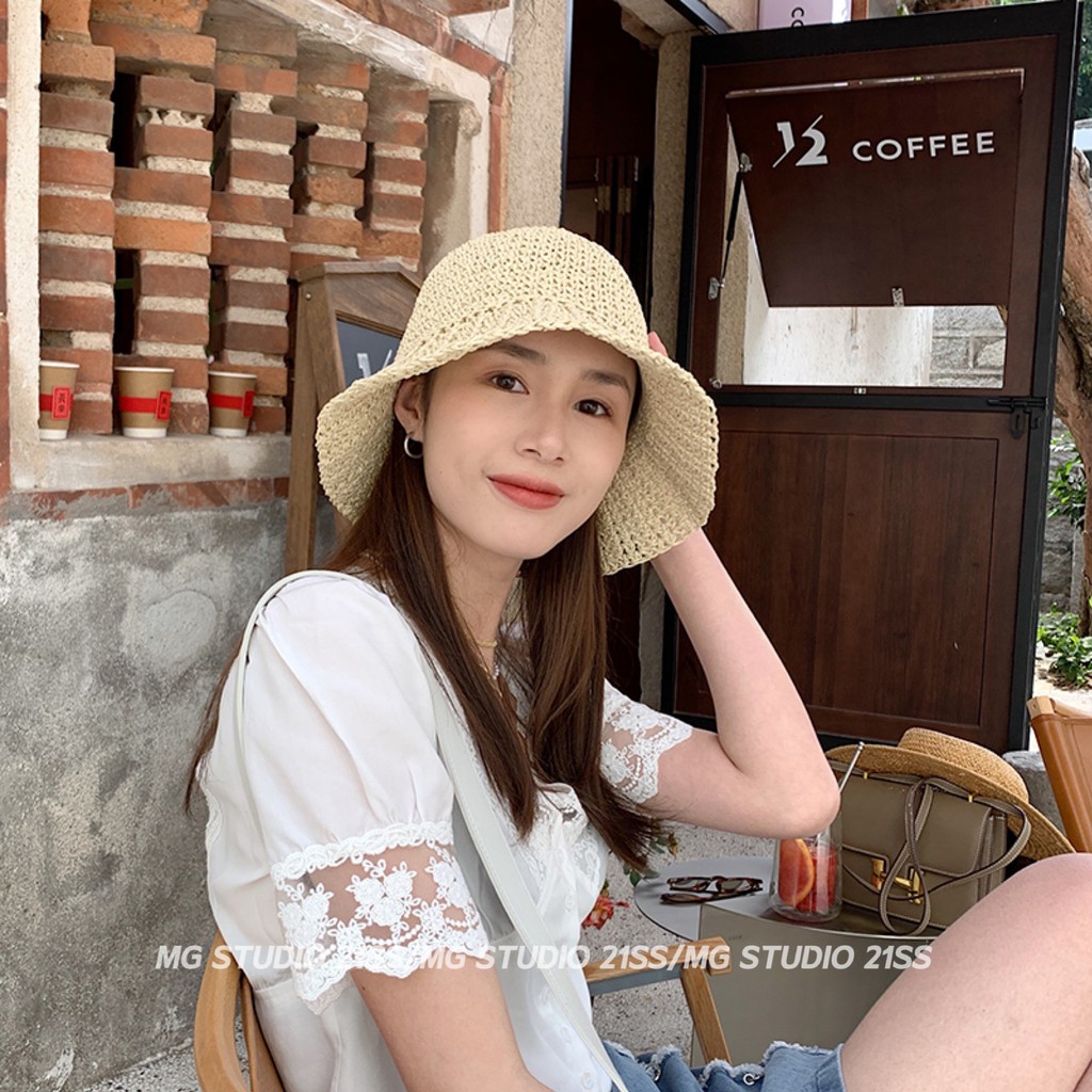 Mũ vành đan mây MG STUDIO thời trang mùa hè cho nữ