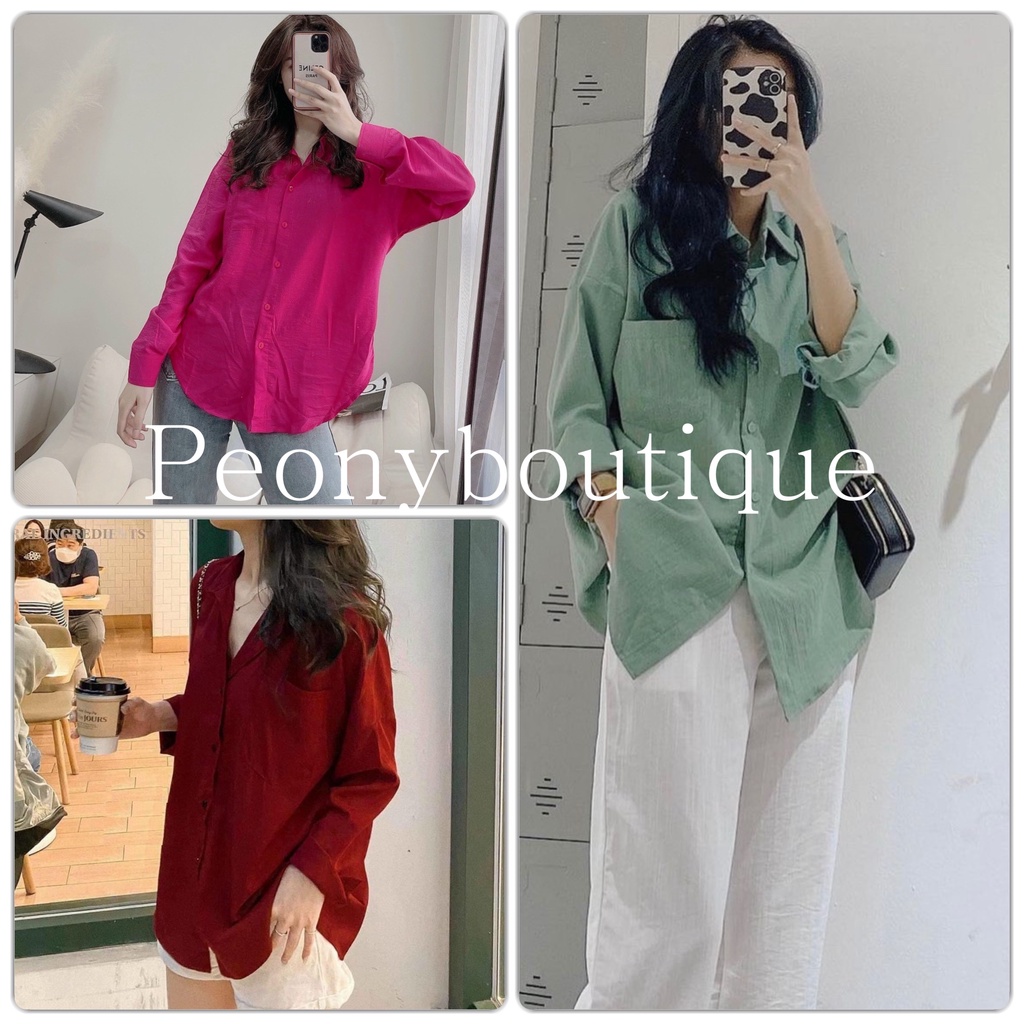 Áo Sơ Mi Pastel Nhiều Màu PEONYB Nữ [FREESHIP]  Thun dài tay công sở, hssv phong cách vintage cá tính Ulzzang