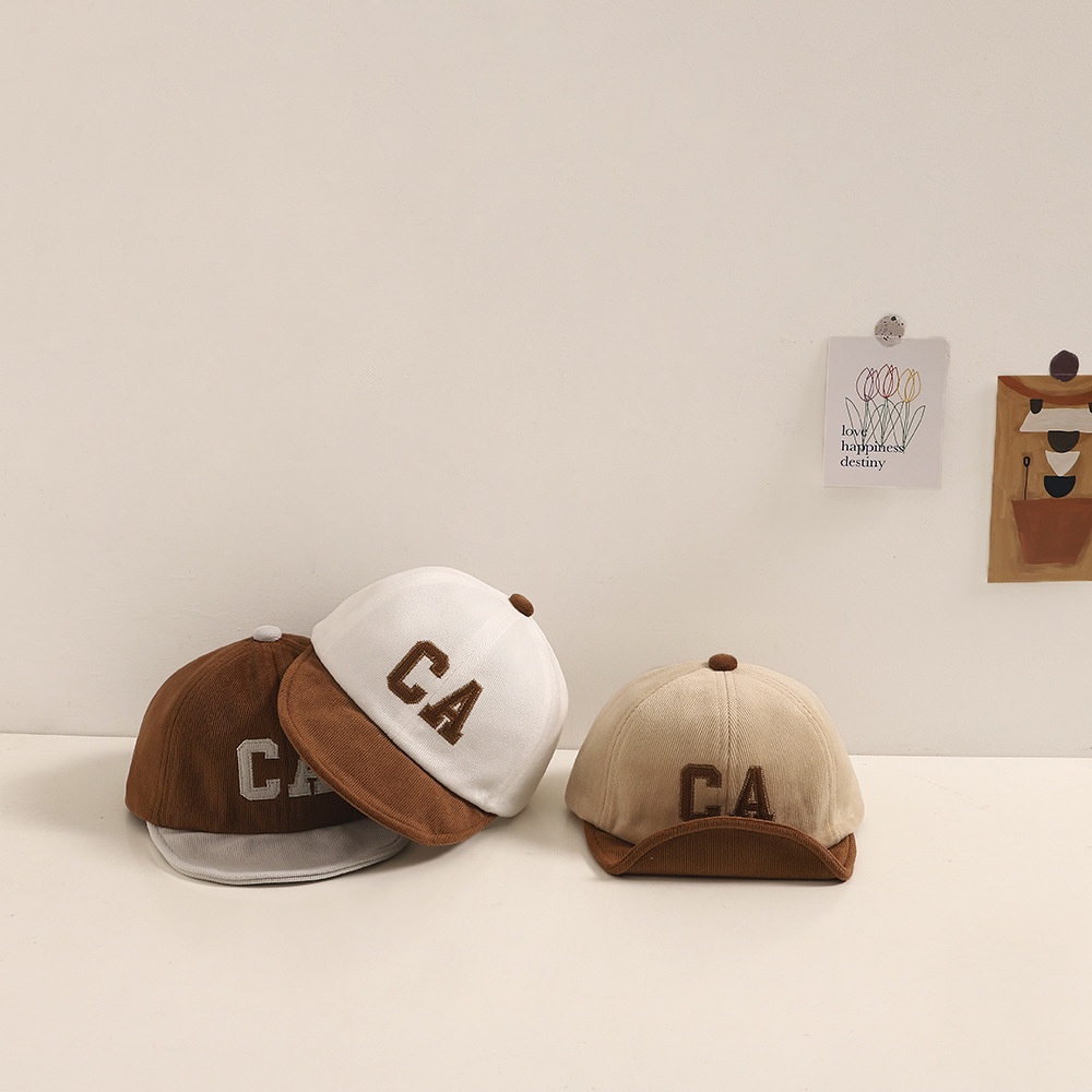 Mũ Lưỡi Trai Nhung Kẻ Thêu Chữ Nhiều Màu Sắc Phong Cách Hàn Quốc Dành Cho Trẻ Nhỏ