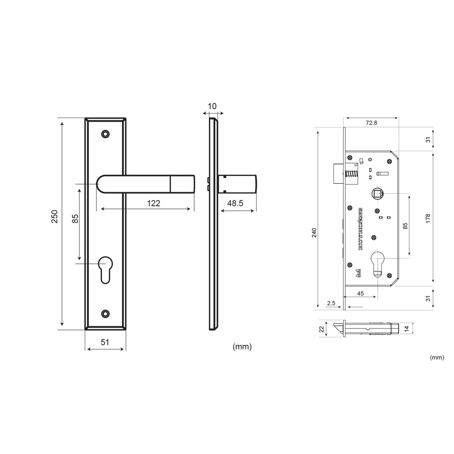 [CHÍNH HÃNG] Khóa tay nắm EX 8510 Mạ Titan sử dụng cho các loại cửa lớn 2 cánh Huy Hoàng