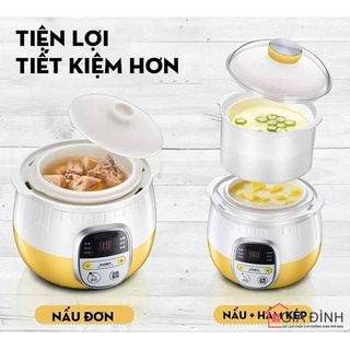 Nồi bear 0.8l nấu cách thuỷ cho bé chính hãng bear b08c1 - nồi ăn dặm nấu chậm cho bé thố sứ 0.8 l