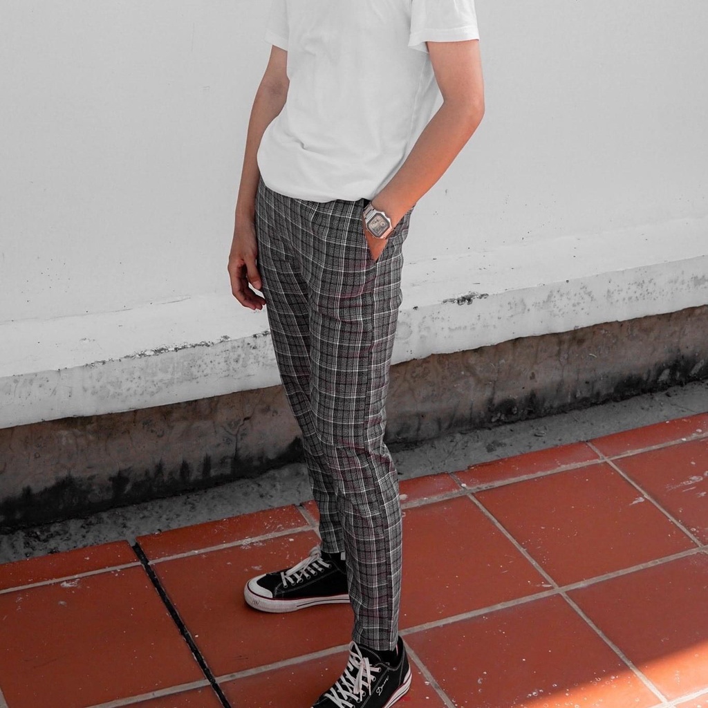 Quần Kaki Nam Nữ TZTZMEN Hoạ Tiết Kẻ Caro Co Dãn Tốt, Thoáng Mát