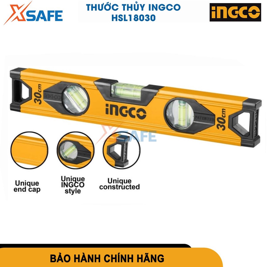Thước thủy 30-100cm INGCO HSL18030 làm bằng nhôm, dùng để để đo đạc độ nghiêng, góc nghiêng [chính hãng][xsafe]