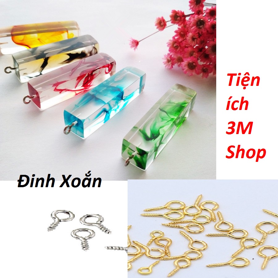 Khoen,Móc  Đinh Xoắn VàngBạc Làm Trang Trí Handmade,Trang Sức 4mm