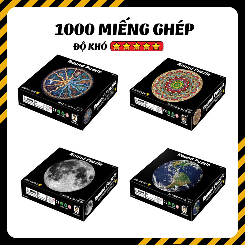 Tranh xếp hình 1000 mảnh ghép thú vị chất lượng cao Zodiac-Mandala-Moon-Earth-Dinosaur-Panther STORMBREAKER