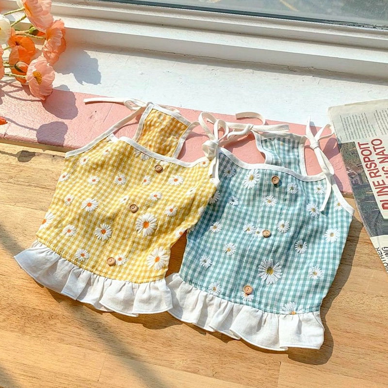 Áo hai dây họa tiết hoa cúc cho thú cưng