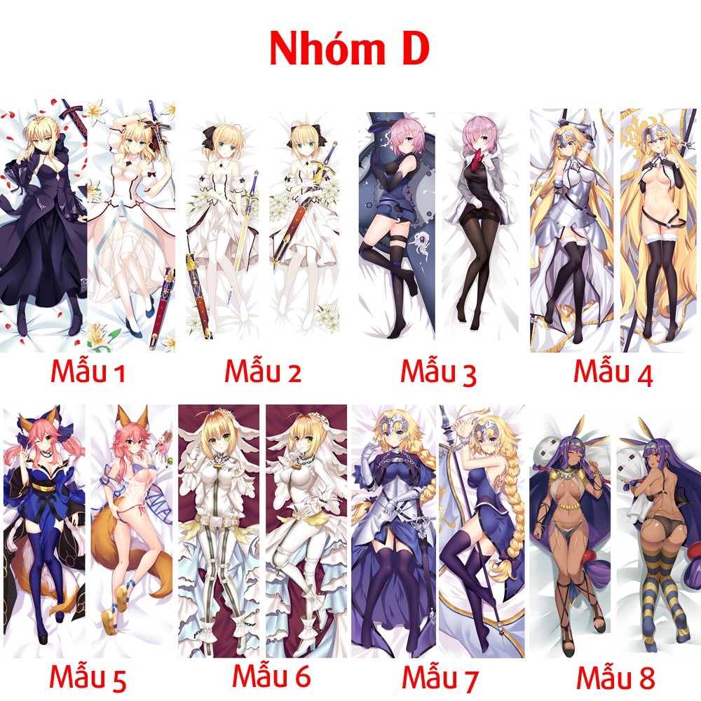 {48 mẫu Dakimakura}Vỏ Gối ôm Anime Fate Grand Order Fate stay night siêu to dài 1,5mx50cm hàng có sẵn đặt theo yêu cầu