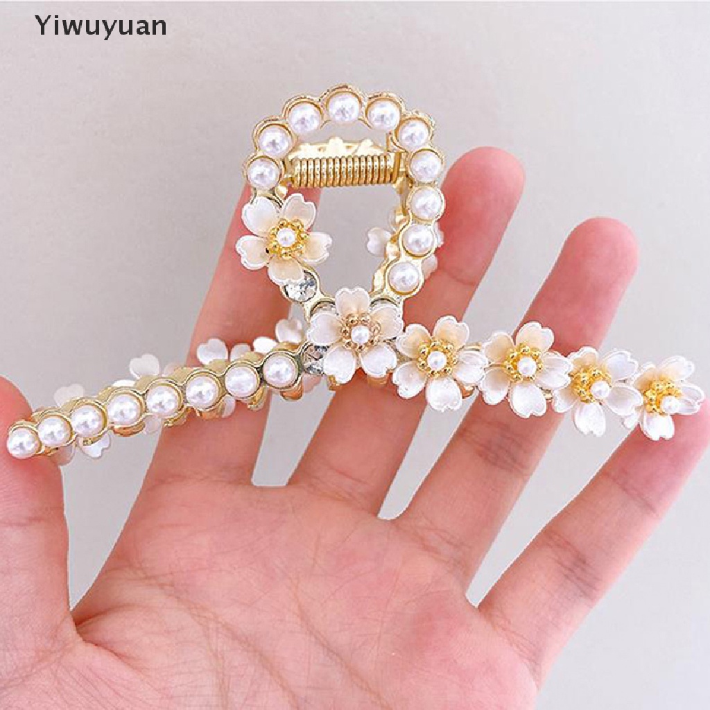 &lt; Yiwuyuan &gt; Kẹp Tóc Càng Cua Đính Hoa Ngọc Trai Phụ Kiện Thời Trang Cho Nữ Đang Giảm Giá