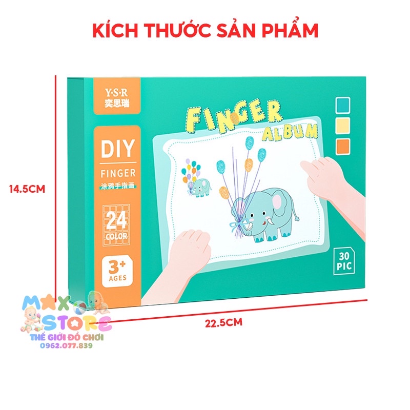 Combo 24 Màu Vẽ Vân Tay DIY Kèm 30 Trang Tranh Vẽ Xinh Xắn Cho Bé Yêu Sáng Tạo Nghệ Thuật