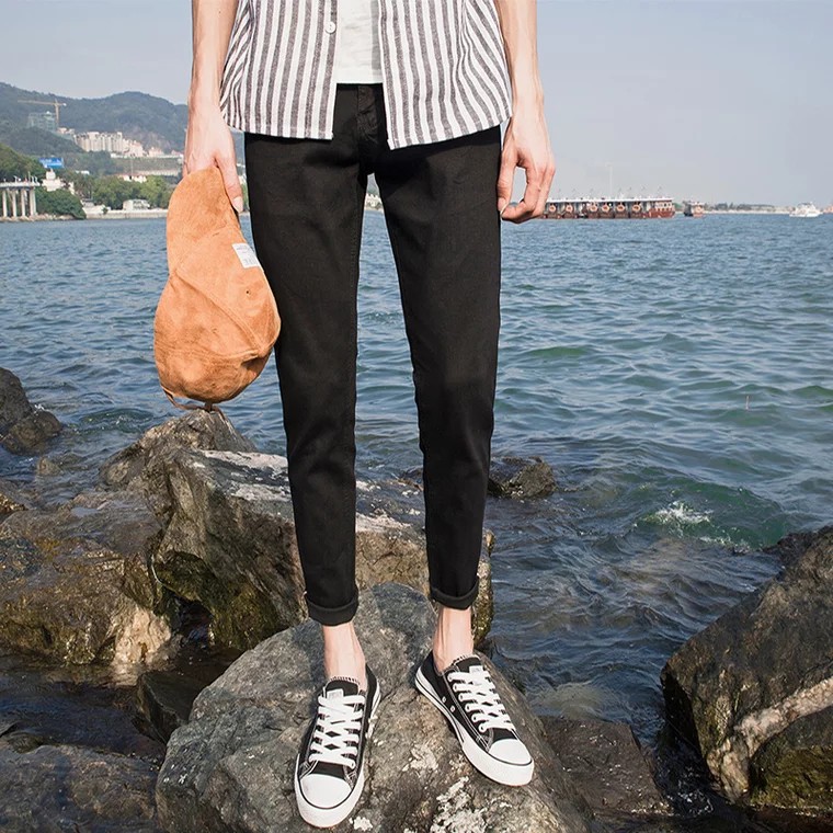 Quần Jean Nam Chất Bò Cao Cấp 193AD20 Đen Trơn Co Dãn 4 Chiều | BigBuy360 - bigbuy360.vn