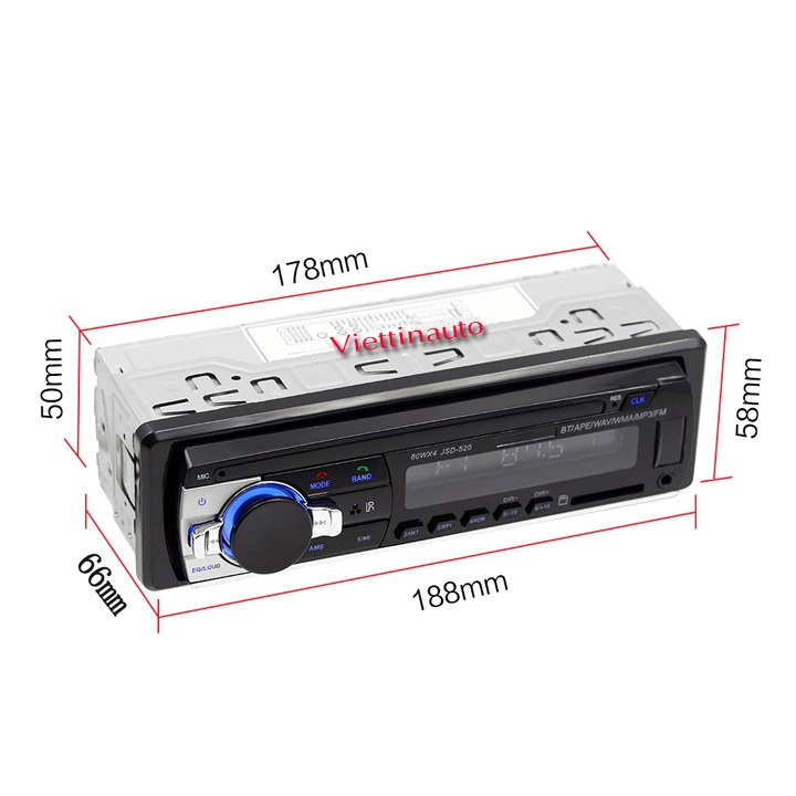 Máy nghe nhạc Mp3 xe hơi đài FM hỗ trợ Bluetooth JSD-520 M2