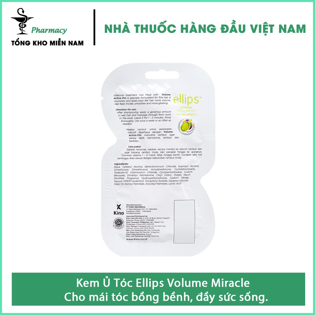 Kem Ủ Tóc Ellips Volume Miracle / Ellips xanh lá - Cho mái tóc bồng bềnh, đầy sức sống - Hộp 12 gói – Tổng Kho MiềnNam