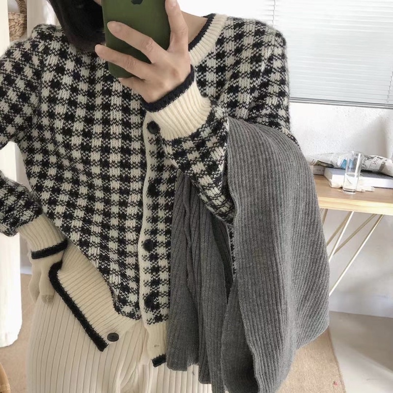 [SẴN] Áo Len Cardigan Caro Xinh (Kèm Ảnh Thật Tự Chụp) | BigBuy360 - bigbuy360.vn