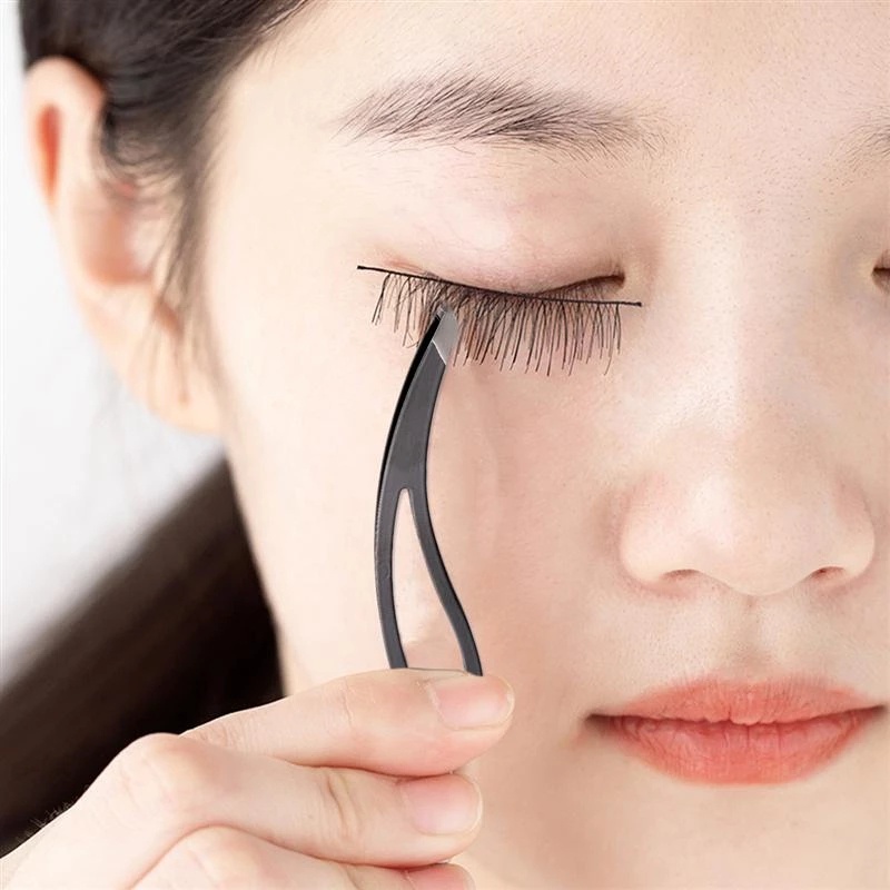 1 Nhíp Nhổ Lông Mày Đa Năng Đầu Phẳng / Nhíp Bằng Thép Không Gỉ Màu Đen