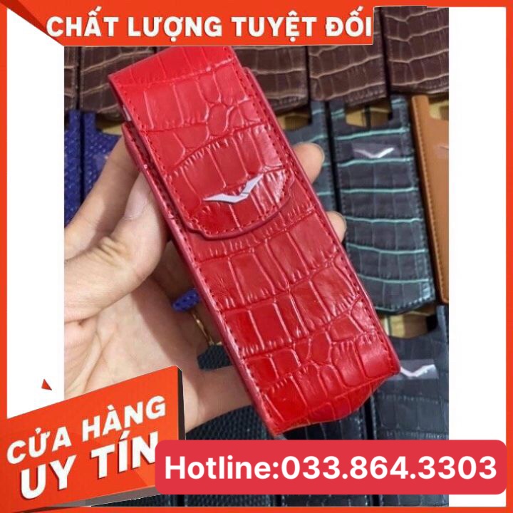 Bao da vt singnature S nắp gập da trơn, da cá sấu màu đỏ may mắn-bao giá toàn quốc