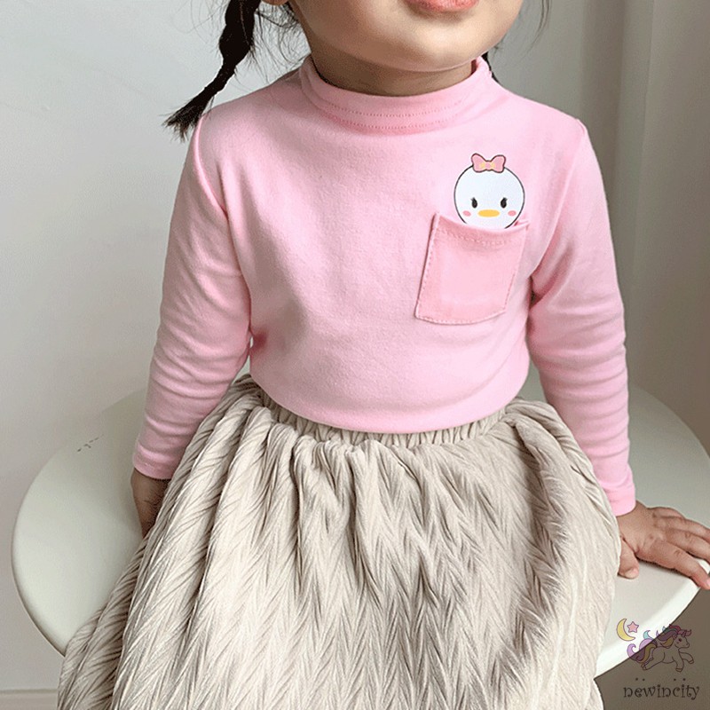 Áo Cổ Cao Họa Tiết Hoạt Hình Thời Trang Hàn Quốc Cho Bé