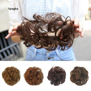 Cột tóc búi giả tóc xoăn trông giống thật cho nữ
