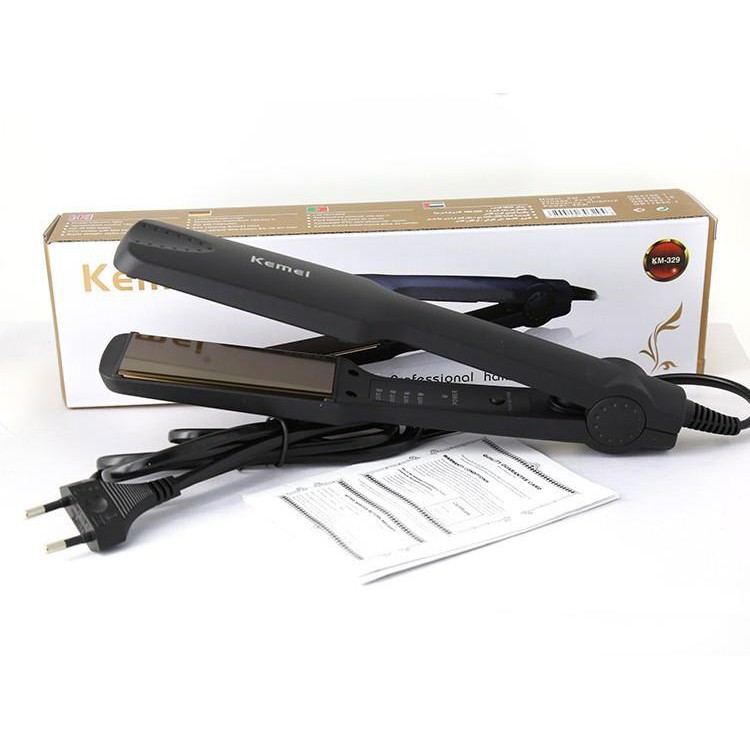 Máy Kẹp Ép Duỗi Thẳng Tóc Phủ Gốm Caremic Kemei Model KM329 Với 4 Mức Nhiệt Có Chỉnh Nhiệt Độ Công Suất 40W