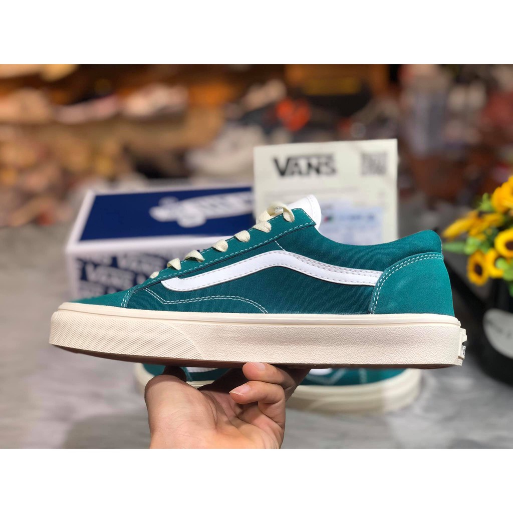 Giày thể thao Sneaker nam nữ Vans (Van) Classic Old Skool Green màu xanh ngọc [Full box, Full bill, Free ship]