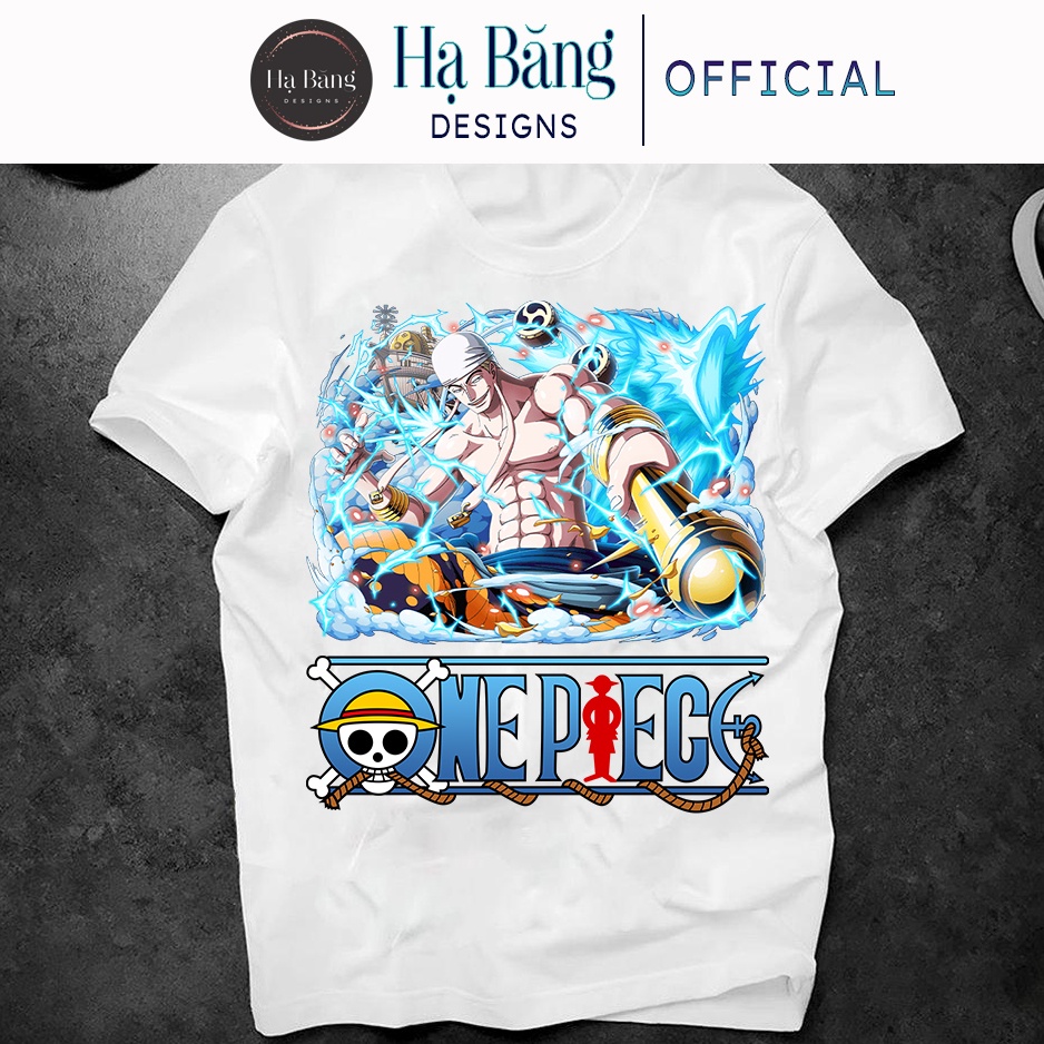 Áo Thun Nam Nữ Hạ Băng Designs Ngắn Tay Cổ Tròn Vải Cotton In Hình Enel One Piece Manga Anime
