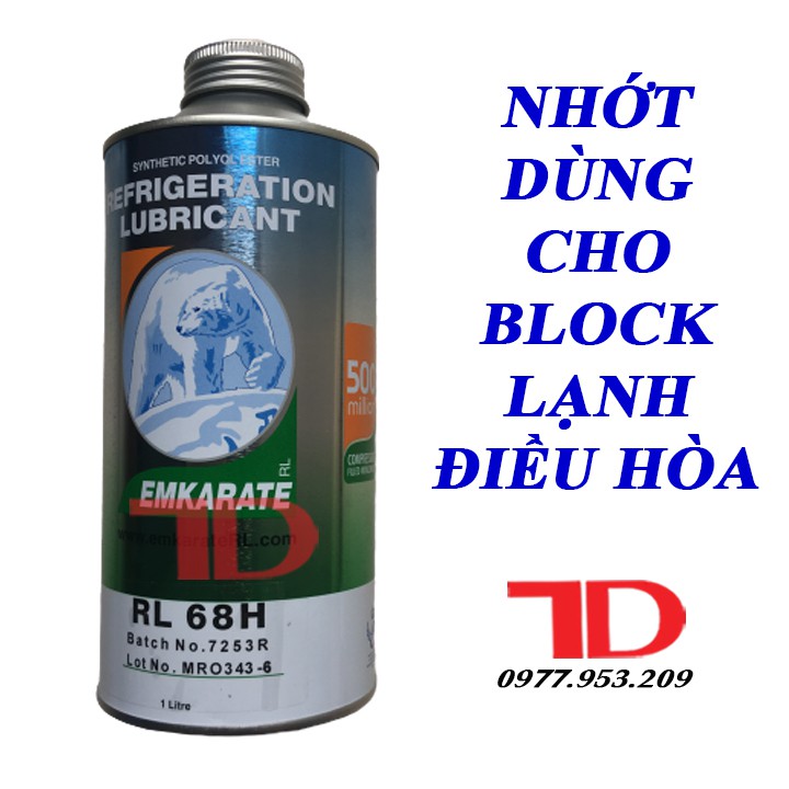 Một thùng 12 chai dầu nhớt Emkarate RL68H dùng cho block lạnh điều hòa