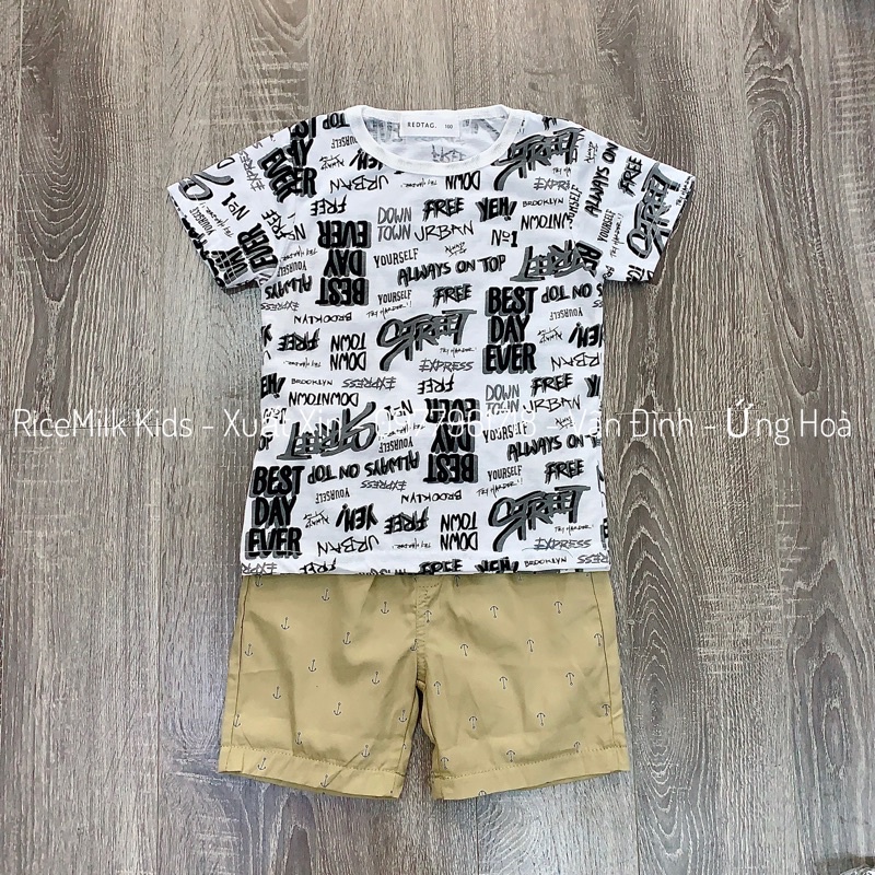 Bộ áo cotton quần thô hình mỏ neo