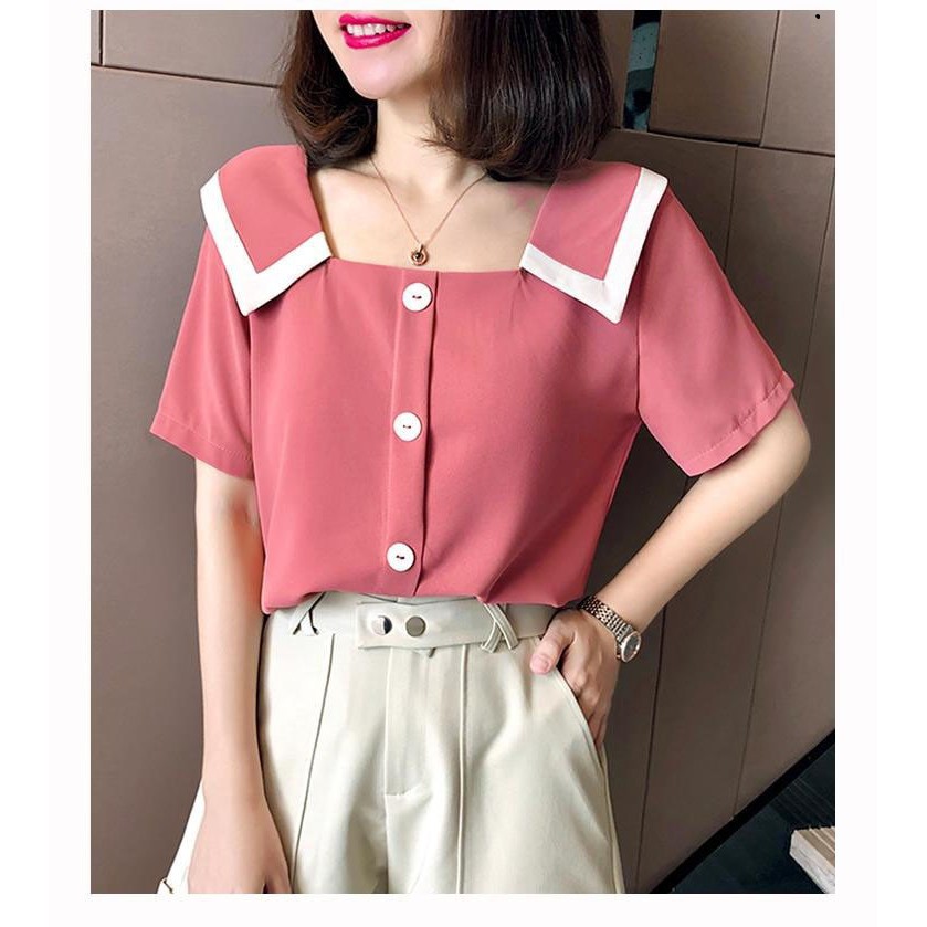 ❣️FREESHIP❣️ AÓ CỔ SEN PHỐI VIỀN TRẮNG HANA  - Hàng thiết kế chuẩn
